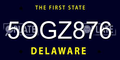 5OGZ876 Delaware License Plate