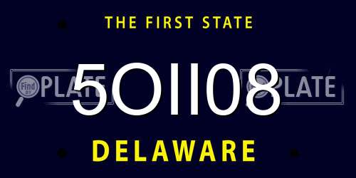 5OII08 Delaware License Plate