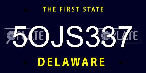 5OJS337 Delaware License Plate