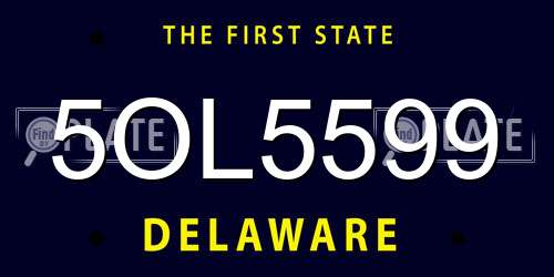 5OL5599 Delaware License Plate