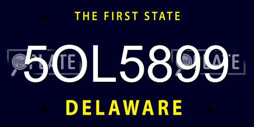 5OL5899 Delaware License Plate