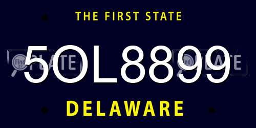 5OL8899 Delaware License Plate