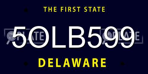 5OLB599 Delaware License Plate
