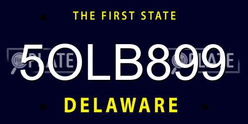 5OLB899 Delaware License Plate