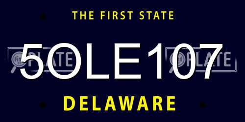 5OLE107 Delaware License Plate