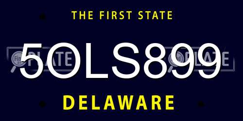 5OLS899 Delaware License Plate