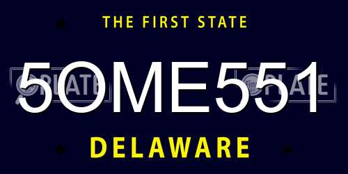 5OME551 Delaware License Plate
