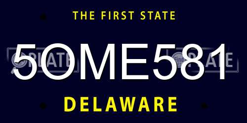 5OME581 Delaware License Plate
