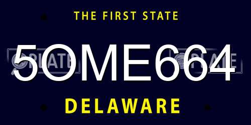 5OME664 Delaware License Plate