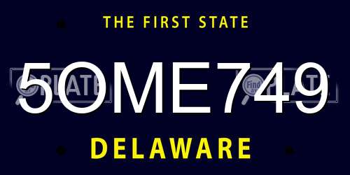 5OME749 Delaware License Plate