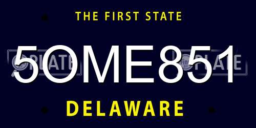 5OME851 Delaware License Plate