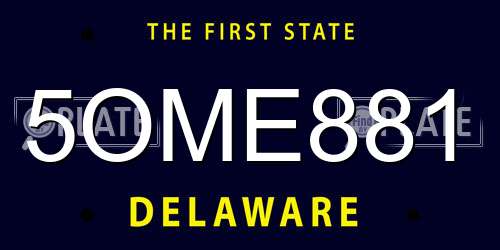 5OME881 Delaware License Plate