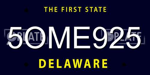 5OME925 Delaware License Plate