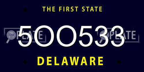 5OO533 Delaware License Plate