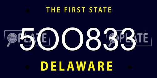 5OO833 Delaware License Plate