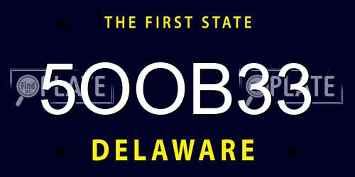 5OOB33 Delaware License Plate