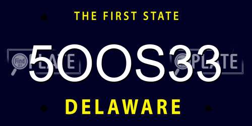 5OOS33 Delaware License Plate