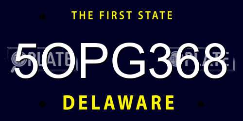 5OPG368 Delaware License Plate