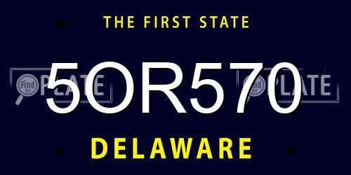 5OR570 Delaware License Plate