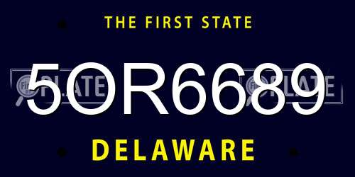5OR6689 Delaware License Plate