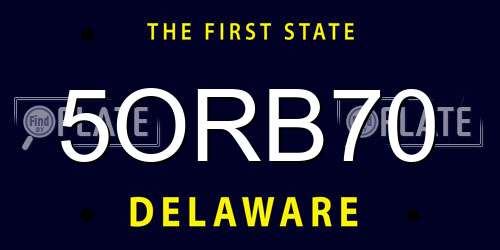 5ORB70 Delaware License Plate