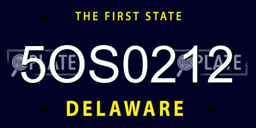 5OS0212 Delaware License Plate