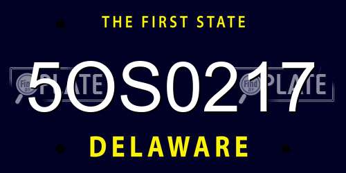 5OS0217 Delaware License Plate