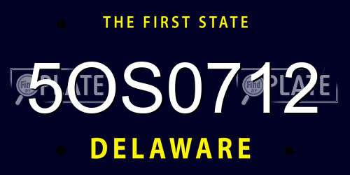 5OS0712 Delaware License Plate