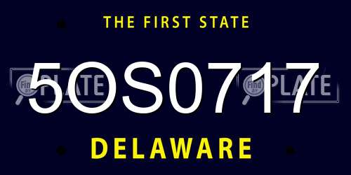 5OS0717 Delaware License Plate