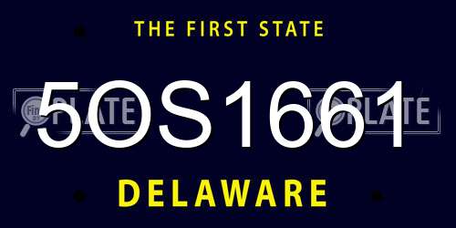 5OS1661 Delaware License Plate
