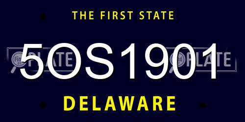 5OS1901 Delaware License Plate