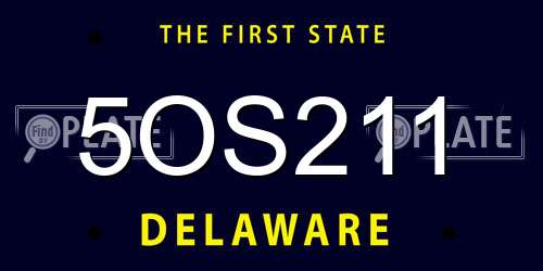 5OS211 Delaware License Plate