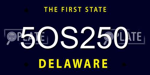 5OS250 Delaware License Plate