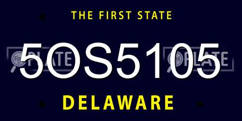 5OS5105 Delaware License Plate