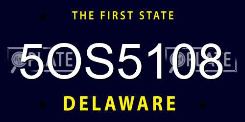 5OS5108 Delaware License Plate