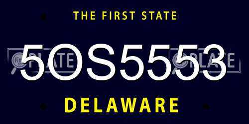 5OS5553 Delaware License Plate
