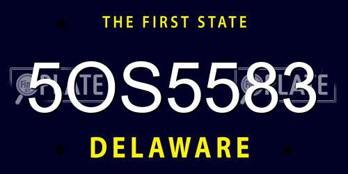 5OS5583 Delaware License Plate