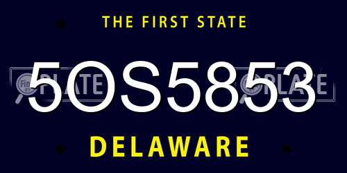 5OS5853 Delaware License Plate