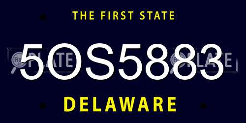 5OS5883 Delaware License Plate