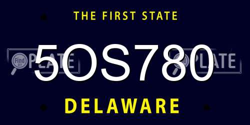 5OS780 Delaware License Plate