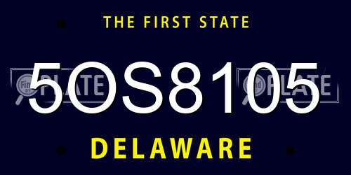 5OS8105 Delaware License Plate