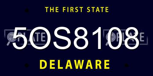 5OS8108 Delaware License Plate
