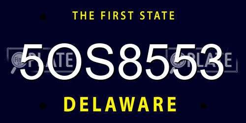 5OS8553 Delaware License Plate