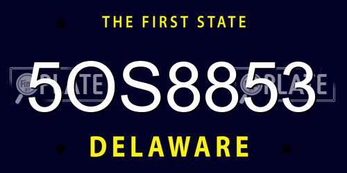 5OS8853 Delaware License Plate