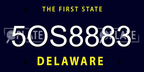 5OS8883 Delaware License Plate