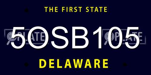 5OSB105 Delaware License Plate