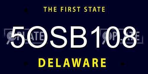 5OSB108 Delaware License Plate