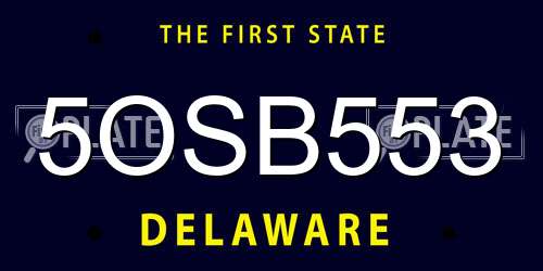 5OSB553 Delaware License Plate