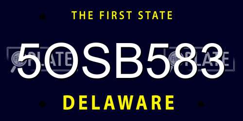 5OSB583 Delaware License Plate
