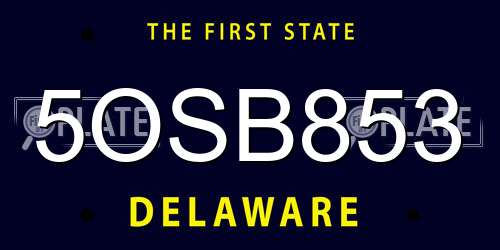 5OSB853 Delaware License Plate